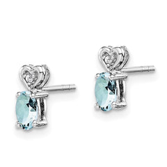 QBE23MAR Sterling Silver Rhodium-plated Aquamarine & Diam. Earrings