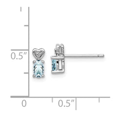 QBE23MAR Sterling Silver Rhodium-plated Aquamarine & Diam. Earrings