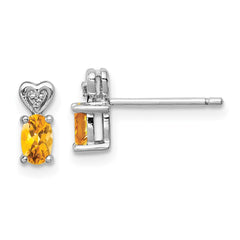 QBE23NOV Sterling Silver Rhodium-plated Citrine & Diam. Earrings