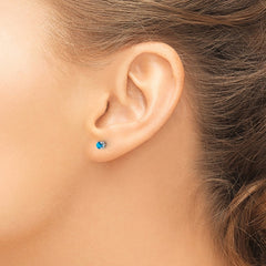 QBE25DEC Sterling Silver Rhod-pltd 3mm Round Swiss Blue Topaz Post Earrings