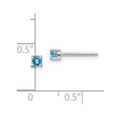 QBE25DEC Sterling Silver Rhod-pltd 3mm Round Swiss Blue Topaz Post Earrings