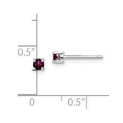 QBE25JUN Sterling Silver Rhod-pltd 3mm Round Rhodolite Garnet Post Earrings