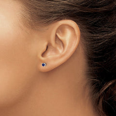 QBE25SEP Sterling Silver Rhod-pltd 3mm Round Created Sapphire Post Earrings