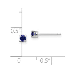 QBE25SEP Sterling Silver Rhod-pltd 3mm Round Created Sapphire Post Earrings