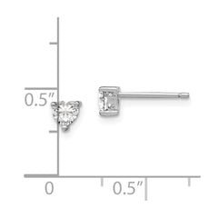 QBE27APR Sterling Silver Rhodium-plated 4mm Heart White Topaz Post Earrings