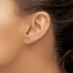 QBE27NOV Sterling Silver Rhodium-plated 4mm Heart Citrine Post Earrings