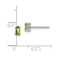 QBE29AUG Sterling Silver Rhodium-plated 5x3mm Oval Peridot Post Earrings