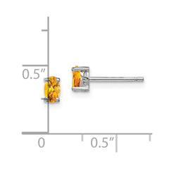 QBE29NOV Sterling Silver Rhodium-plated 5x3mm Oval Citrine Post Earrings
