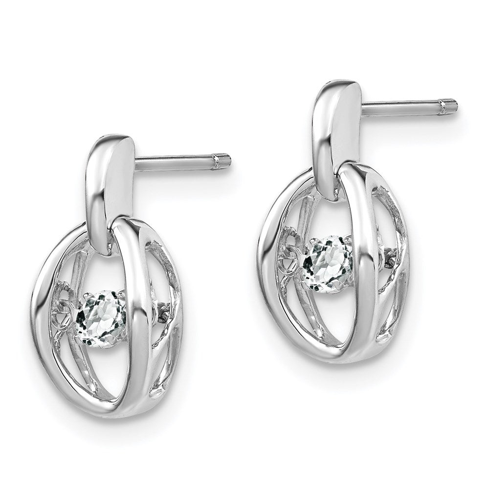 QBE32APR Sterling Silver Rhodium CZ Birthstone Vibrant Earrings
