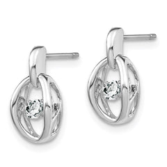 QBE32APR Sterling Silver Rhodium CZ Birthstone Vibrant Earrings