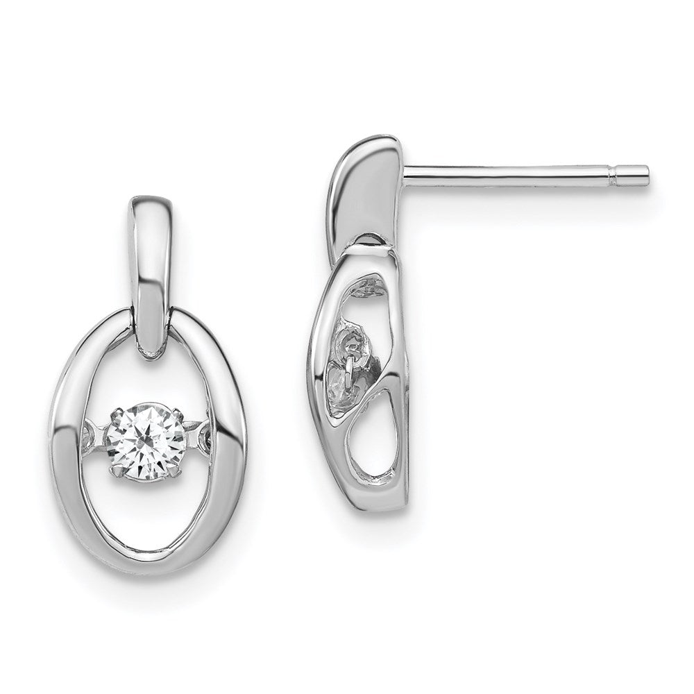QBE32APR Sterling Silver Rhodium CZ Birthstone Vibrant Earrings