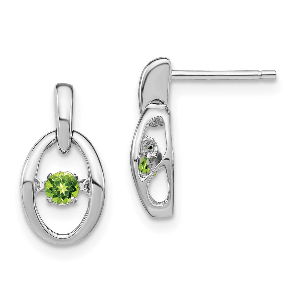 QBE32AUG Sterling Silver Rhodium Peridot Birthstone Vibrant Earrings