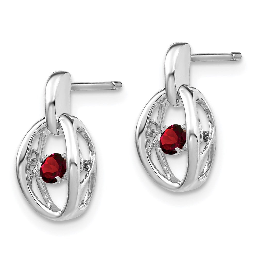 QBE32JAN Sterling Silver Rhodium Garnet Birthstone Vibrant Earrings