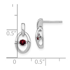 QBE32JAN Sterling Silver Rhodium Garnet Birthstone Vibrant Earrings