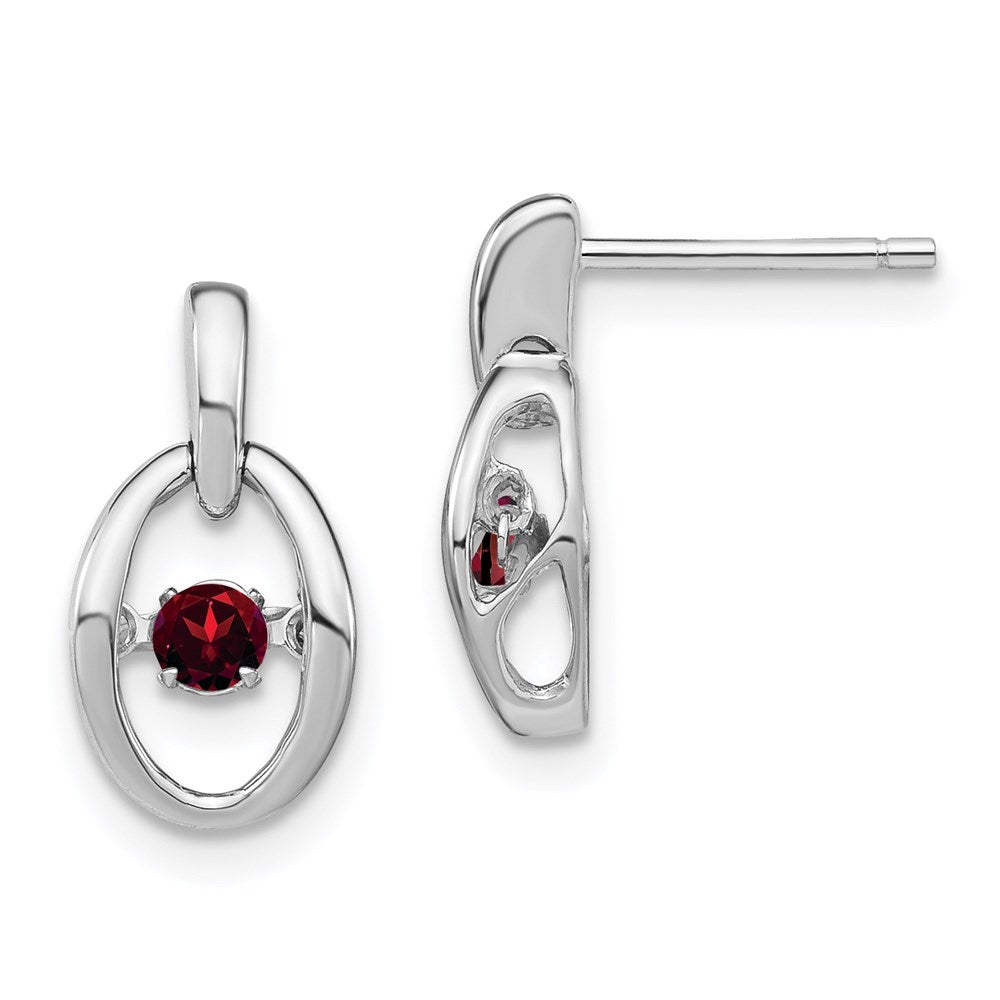 QBE32JAN Sterling Silver Rhodium Garnet Birthstone Vibrant Earrings
