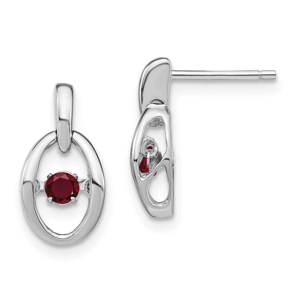 QBE32JUL Sterling Silver Rhodium Plated Lab Created Ruby Birthstone Vibrant Earrings