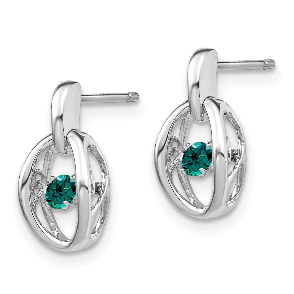 QBE32JUN Sterling Silver Rhodium Created Alexandrite Birthstone Vibrant Earrings