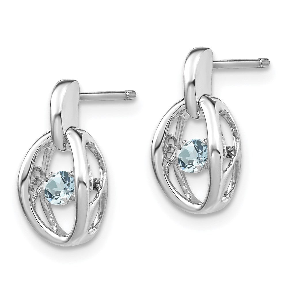 QBE32MAR Sterling Silver Rhodium Aquamarine Birthstone Vibrant Earrings