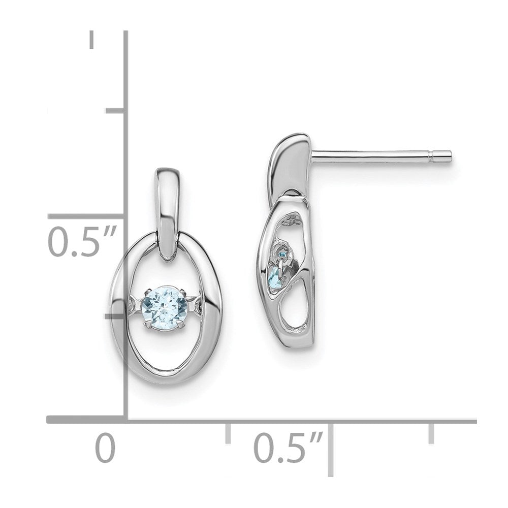 QBE32MAR Sterling Silver Rhodium Aquamarine Birthstone Vibrant Earrings