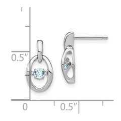 QBE32MAR Sterling Silver Rhodium Aquamarine Birthstone Vibrant Earrings