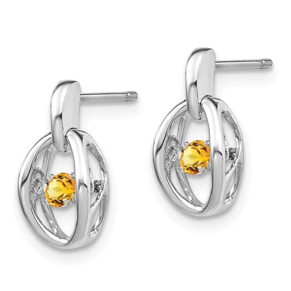 QBE32NOV Sterling Silver Rhodium Citrine Birthstone Vibrant Earrings