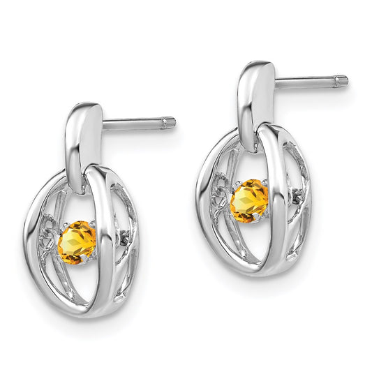 QBE32NOV Sterling Silver Rhodium Citrine Birthstone Vibrant Earrings
