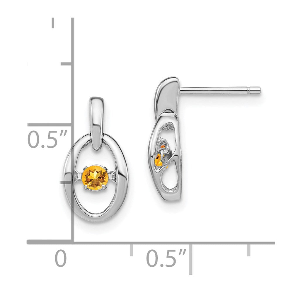 QBE32NOV Sterling Silver Rhodium Citrine Birthstone Vibrant Earrings