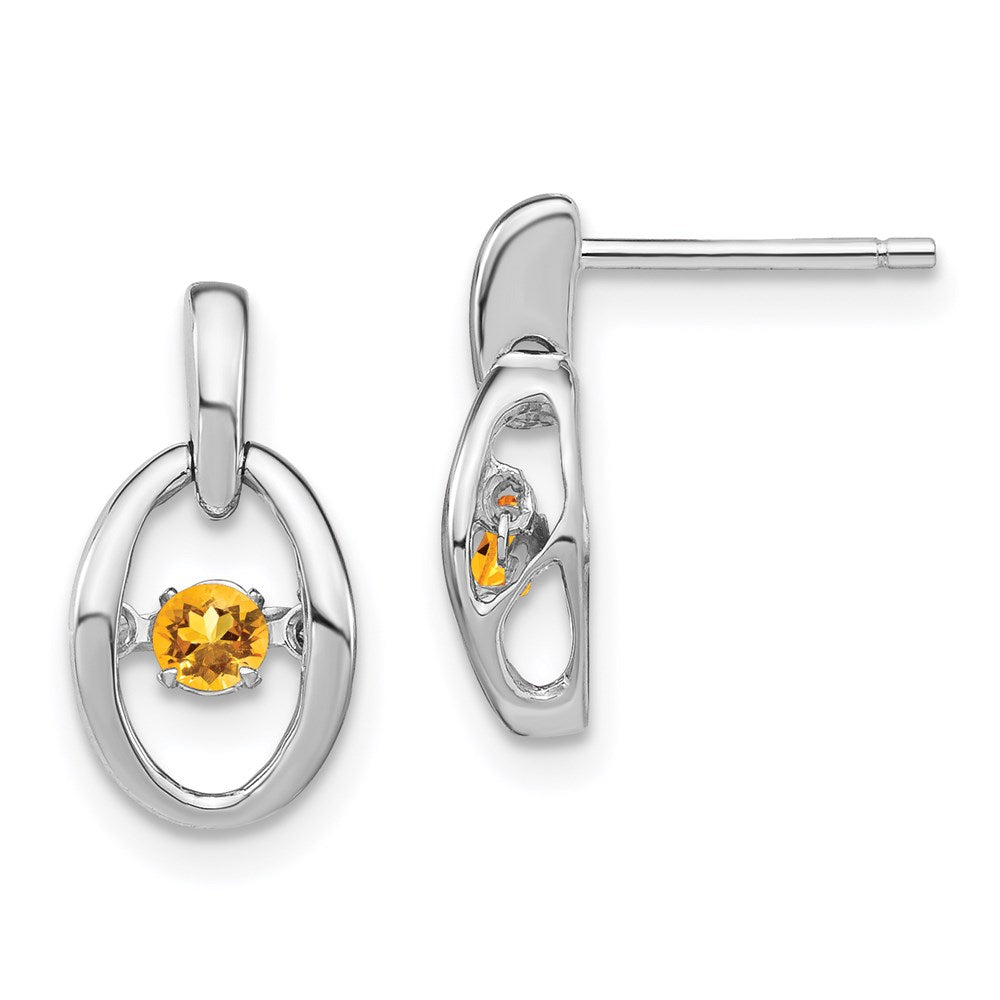 QBE32NOV Sterling Silver Rhodium Citrine Birthstone Vibrant Earrings