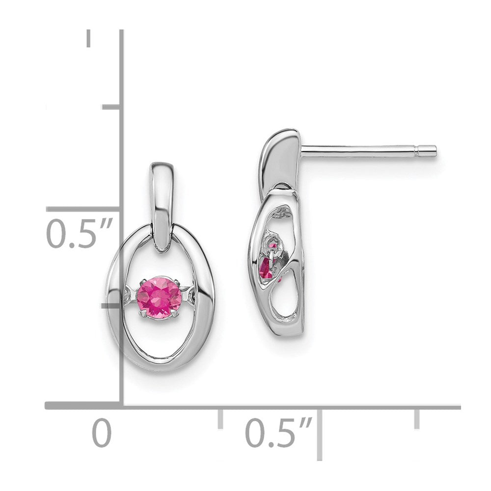 QBE32OCT Sterling Silver Rhodium Pink CZ Birthstone Vibrant Earrings