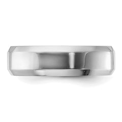 Sterling Silver Rhodium-plated 6mm Bevel Edge Size 8.5 Band