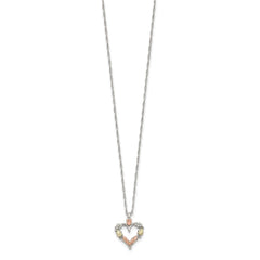 Landstrom's Mt. Rushmore Black Hills Sterling Silver 12K Gold Accents Open Heart 18 inch Spring Ring Clasp Necklace QBH104-18
