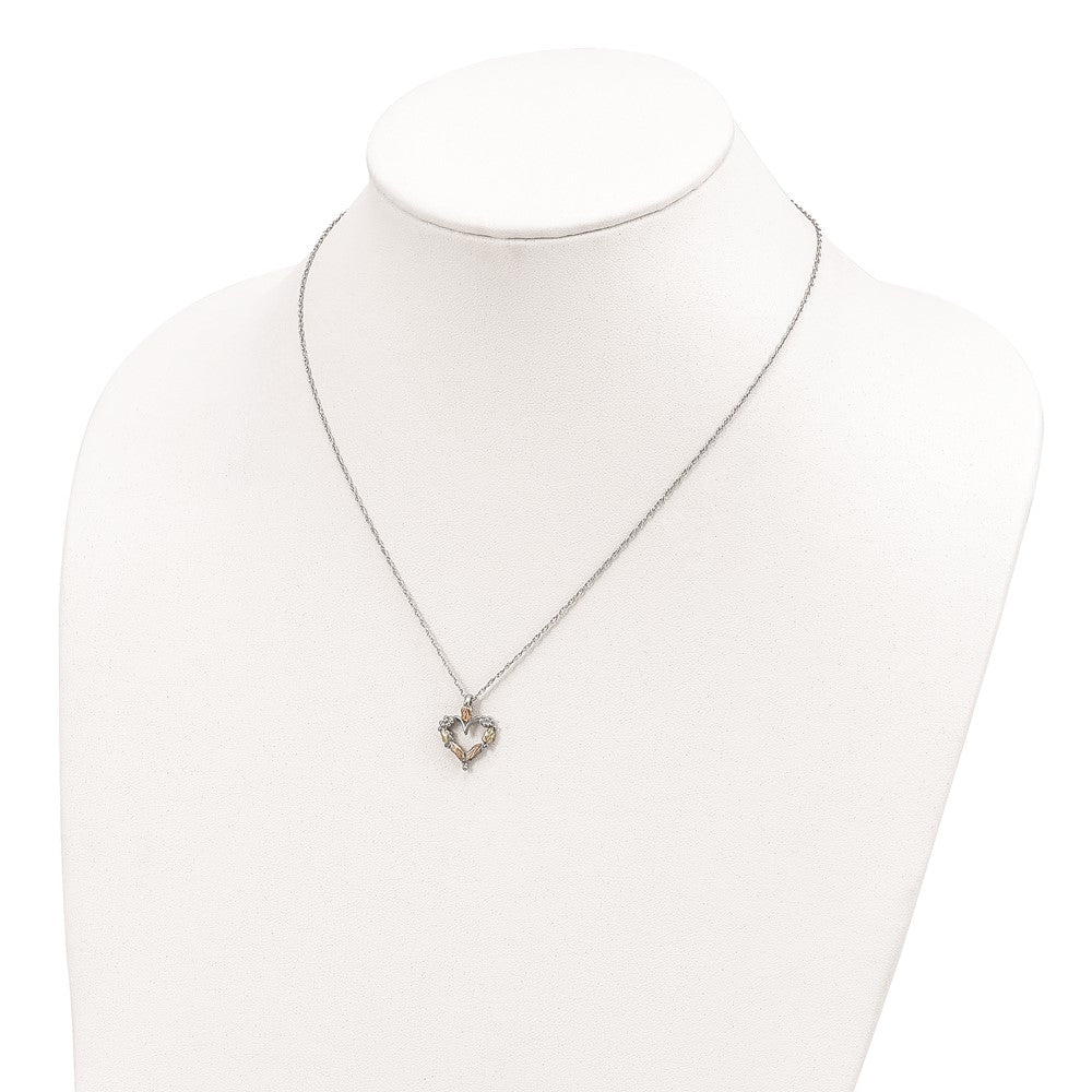 Landstrom's Mt. Rushmore Black Hills Sterling Silver 12K Gold Accents Open Heart 18 inch Spring Ring Clasp Necklace QBH104-18