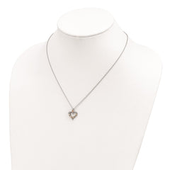 Landstrom's Mt. Rushmore Black Hills Sterling Silver 12K Gold Accents Open Heart 18 inch Spring Ring Clasp Necklace QBH104-18