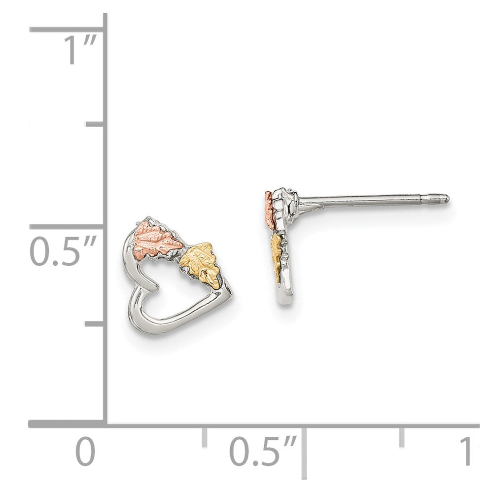 QBH131 Landstrom's Mt. Rushmore Black Hills Sterling Silver 12K Gold Accents Heart Post Stud Earrings