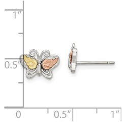 QBH133 Landstrom's Mt. Rushmore Black Hills Sterling Silver 12K Gold Accents Butterfly Post Stud Earrings