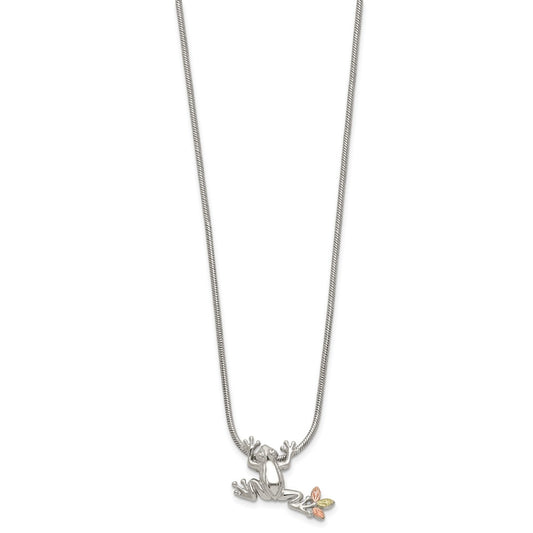 Landstrom's Mt. Rushmore Black Hills Sterling Silver 12K Gold Accents Frog Slide 20 inch Lobster Clasp Necklace QBH146-20