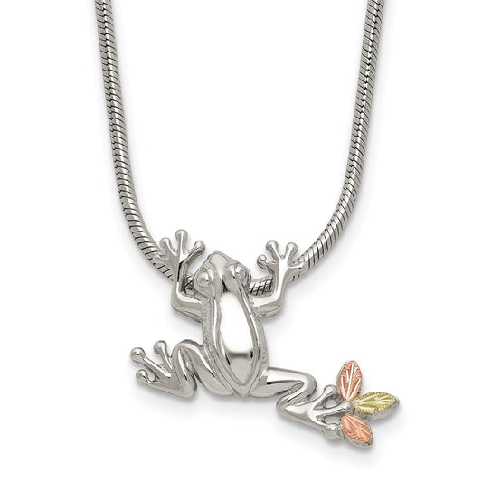 Landstrom's Mt. Rushmore Black Hills Sterling Silver 12K Gold Accents Frog Slide 20 inch Lobster Clasp Necklace QBH146-20