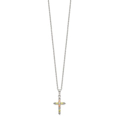 Landstrom's Mt. Rushmore Black Hills Sterling Silver 12K Gold Accents Cross 18 inch Spring Ring Clasp Necklace QBH158-18