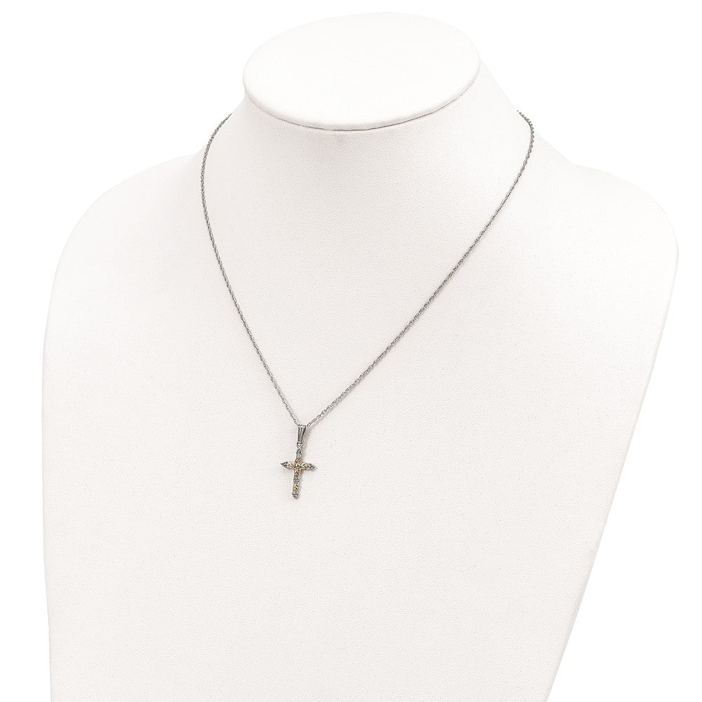 Landstrom's Mt. Rushmore Black Hills Sterling Silver 12K Gold Accents Cross 18 inch Spring Ring Clasp Necklace QBH158-18