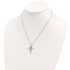 Landstrom's Mt. Rushmore Black Hills Sterling Silver 12K Gold Accents Floral Cross 18 inch Spring Ring Clasp Necklace QBH162-18