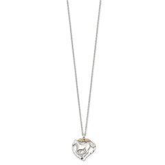 Landstrom's Mt. Rushmore Black Hills Sterling Silver 12K Gold Accents Horse Within Heart 18 inch Spring Ring Clasp Necklace QBH168-18