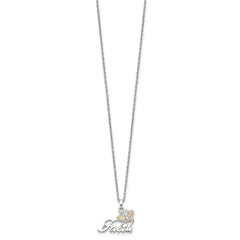 Landstrom's Mt. Rushmore Black Hills Sterling Silver 12K Gold Accents Faith Butterfly 18 inch Spring Ring Clasp Necklace QBH176-18
