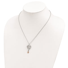 Landstrom's Mt. Rushmore Black Hills Sterling Silver 12K Gold Accents Antiqued FAITH HOPE LOVE Heart with Cross and Leaf Dangle 18 inch Spring Ring Clasp Necklace QBH180-18