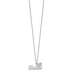 Landstrom's Mt. Rushmore Black Hills Sterling Silver 12K Gold Accents Believe Butterfly 18 inch Spring Ring Clasp Necklace QBH184-18