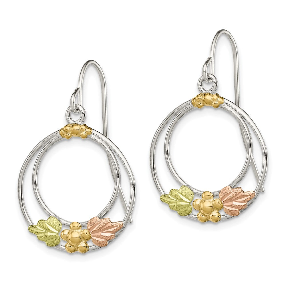 QBH201 Landstrom's Mt. Rushmore Black Hills Sterling Silver 12K Gold Accents Shepherd Hook Dangle Earrings