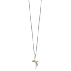 Landstrom's Mt. Rushmore Black Hills Sterling Silver 12K Gold Accents Cross 18 inch Spring Ring Clasp Necklace QBH214-18