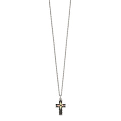 Landstrom's Mt. Rushmore Black Hills Sterling Silver 12K Gold Accents Antiqued Cross 18 inch Spring Ring Clasp Necklace QBH216-18