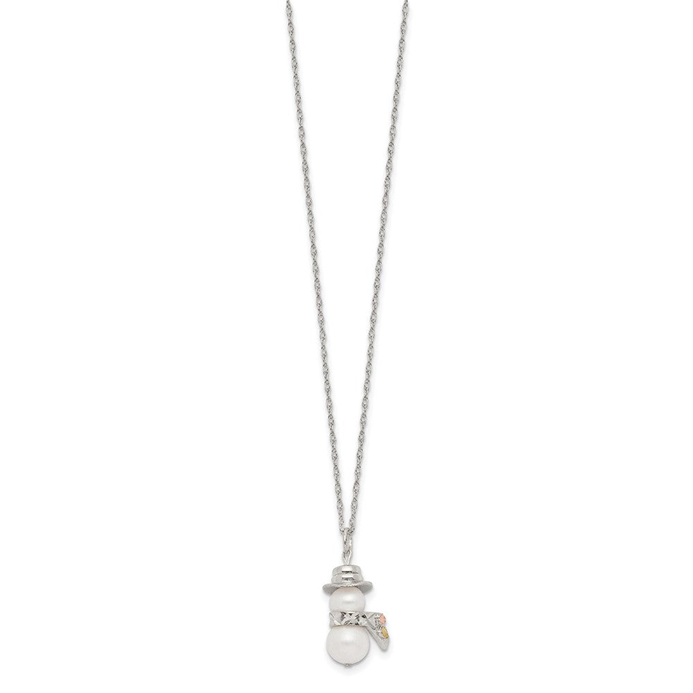 Landstrom's Mt. Rushmore Black Hills Sterling Silver 12K Gold Accents Imitation Pearl Snowman 18 inch Spring Ring Clasp Necklace QBH227-18