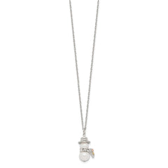 Landstrom's Mt. Rushmore Black Hills Sterling Silver 12K Gold Accents Imitation Pearl Snowman 18 inch Spring Ring Clasp Necklace QBH227-18