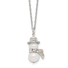Landstrom's Mt. Rushmore Black Hills Sterling Silver 12K Gold Accents Imitation Pearl Snowman 18 inch Spring Ring Clasp Necklace QBH227-18